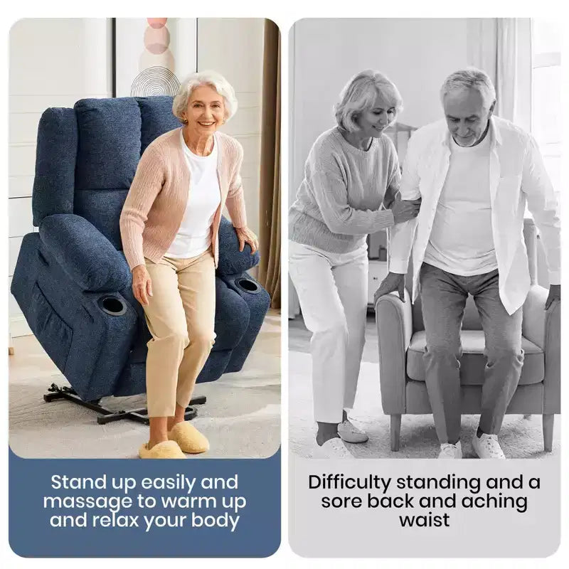 Fauteuil inclinable releveur électrique avec fonction chauffante et poche latérale - Siège simple