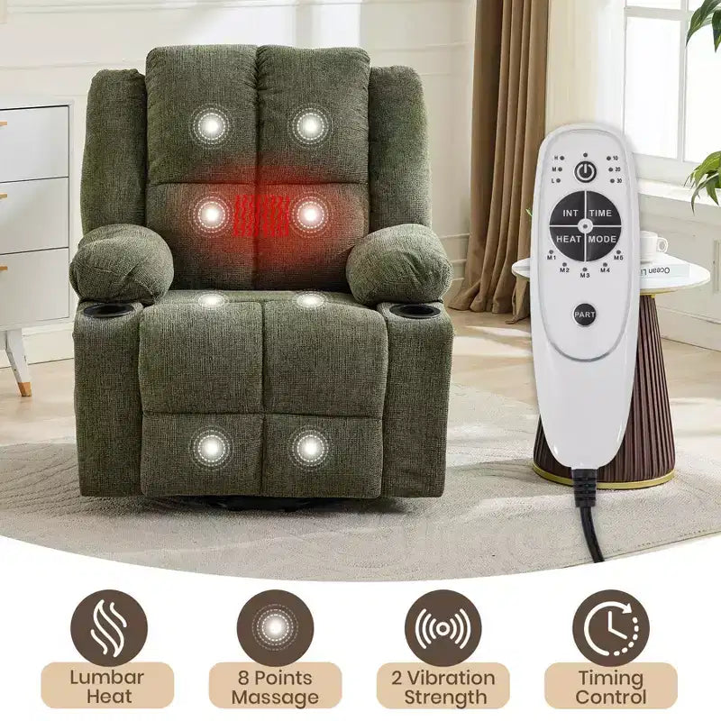 Fauteuil inclinable releveur électrique avec fonction chauffante et poche latérale - Siège simple