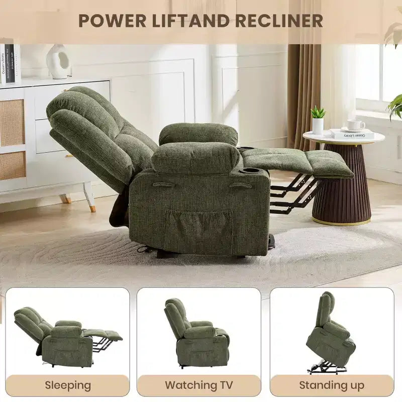 Fauteuil inclinable releveur électrique avec fonction chauffante et poche latérale - Siège simple