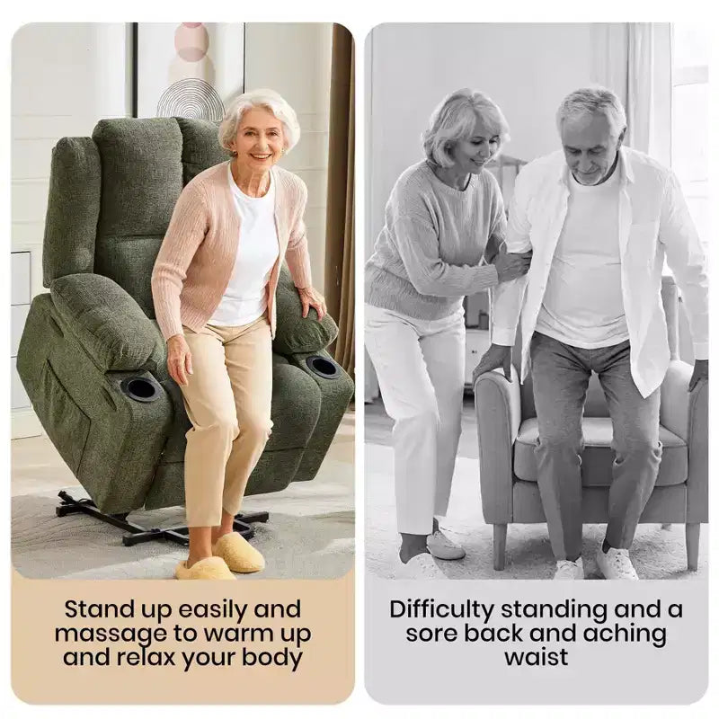Fauteuil inclinable releveur électrique avec fonction chauffante et poche latérale - Siège simple
