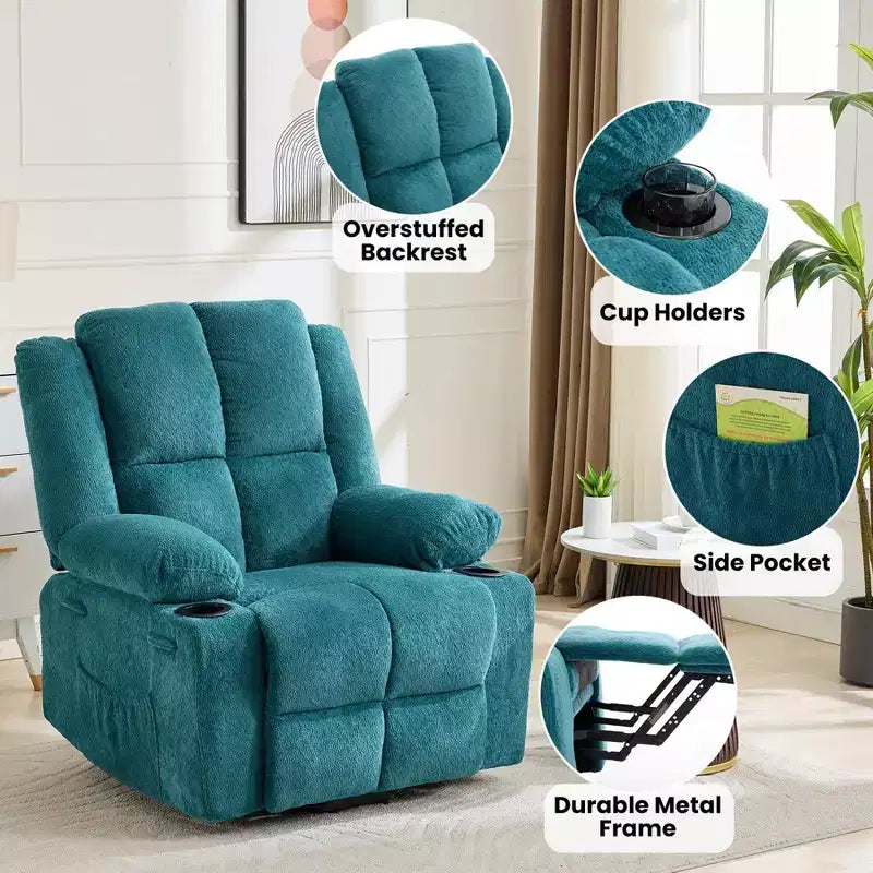 Fauteuil inclinable releveur électrique avec fonction chauffante et poche latérale - Siège simple