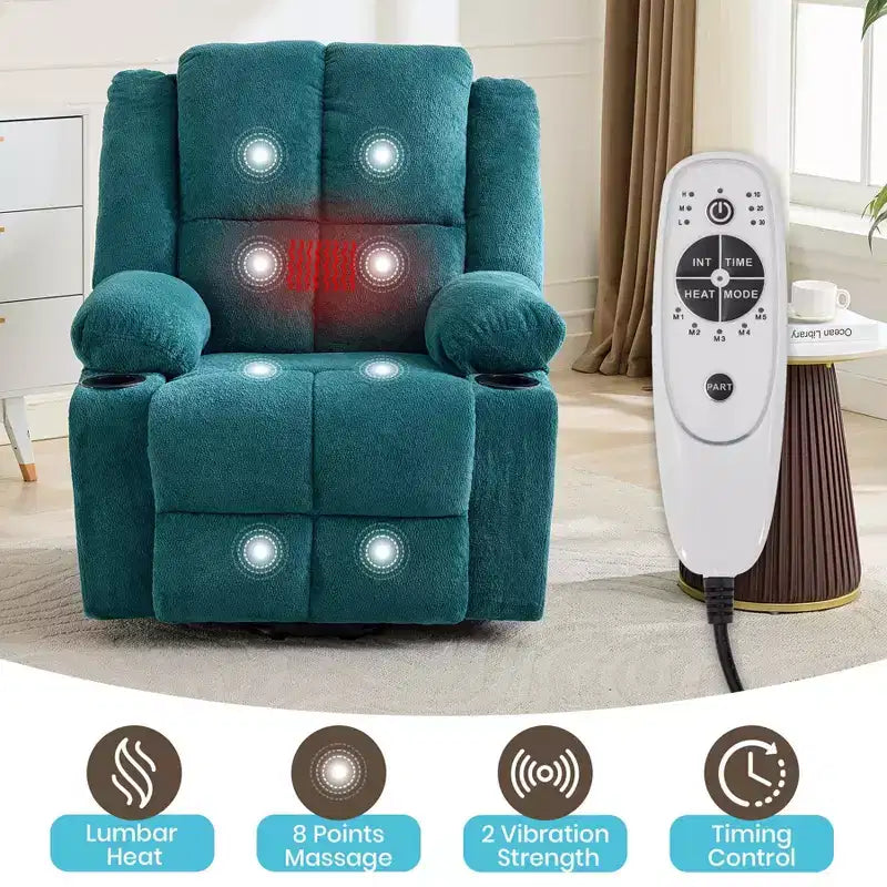 Fauteuil inclinable releveur électrique avec fonction chauffante et poche latérale - Siège simple