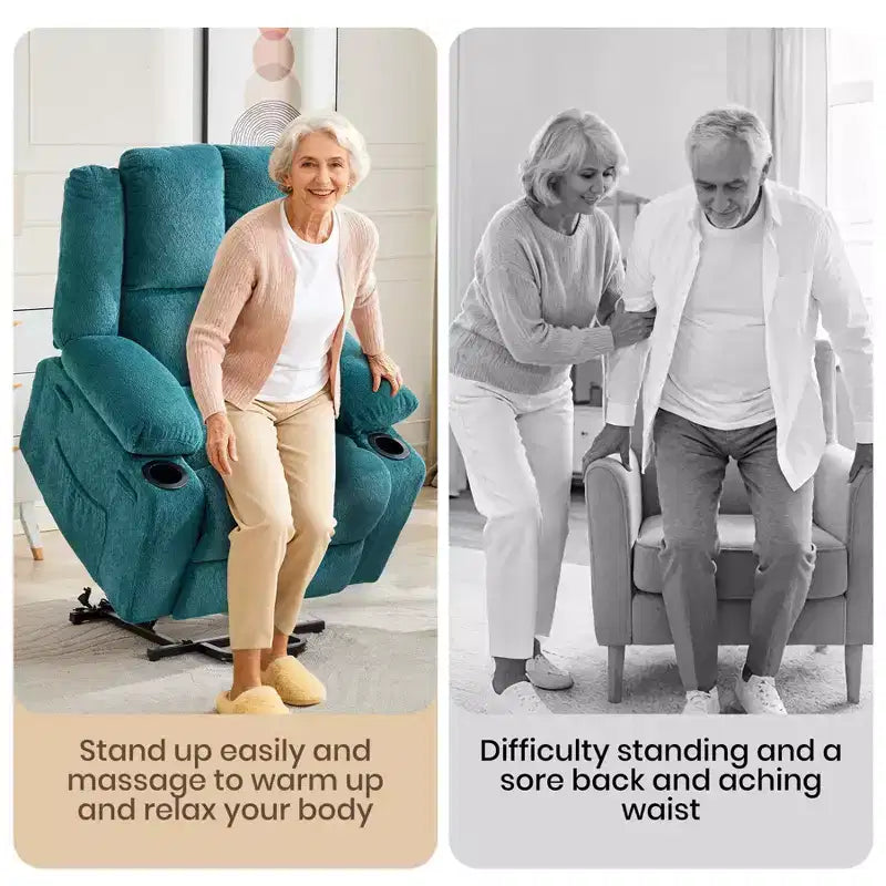 Fauteuil inclinable releveur électrique avec fonction chauffante et poche latérale - Siège simple