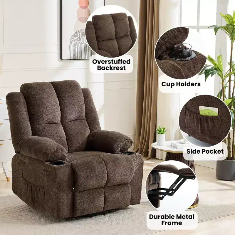 Fauteuil inclinable releveur électrique avec fonction chauffante et poche latérale - Siège simple