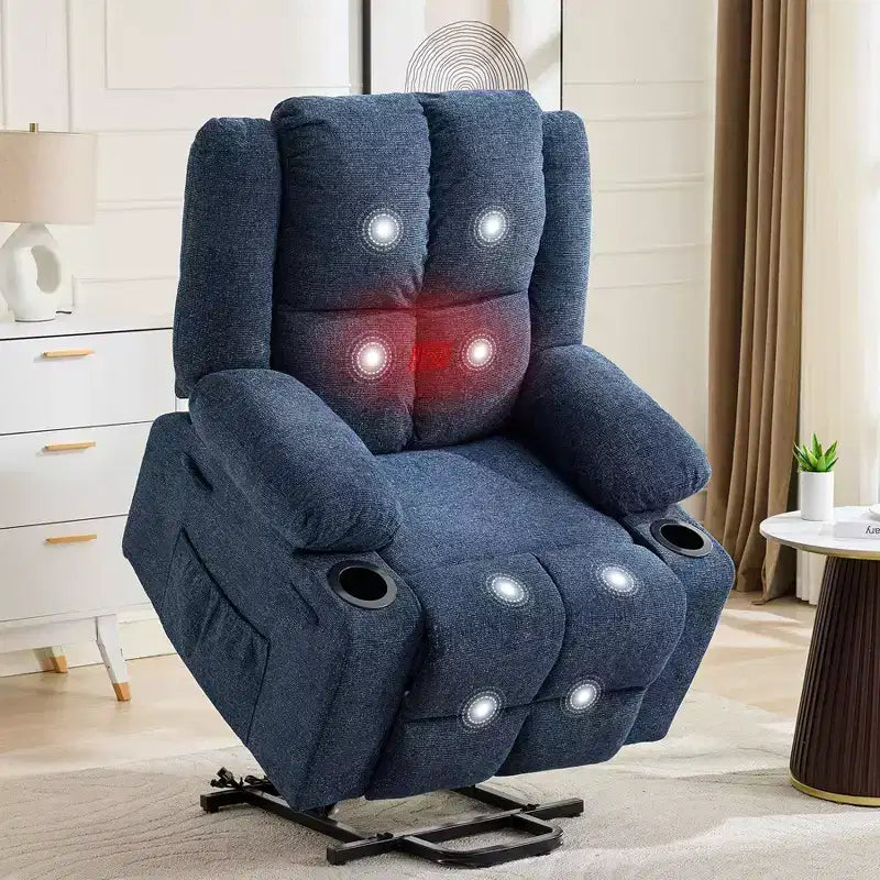 Fauteuil inclinable releveur électrique avec fonction chauffante et poche latérale - Siège simple
