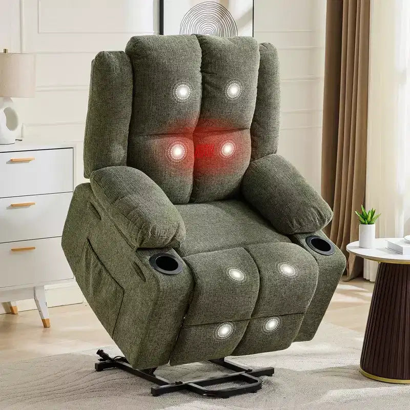 Fauteuil inclinable releveur électrique avec fonction chauffante et poche latérale - Siège simple
