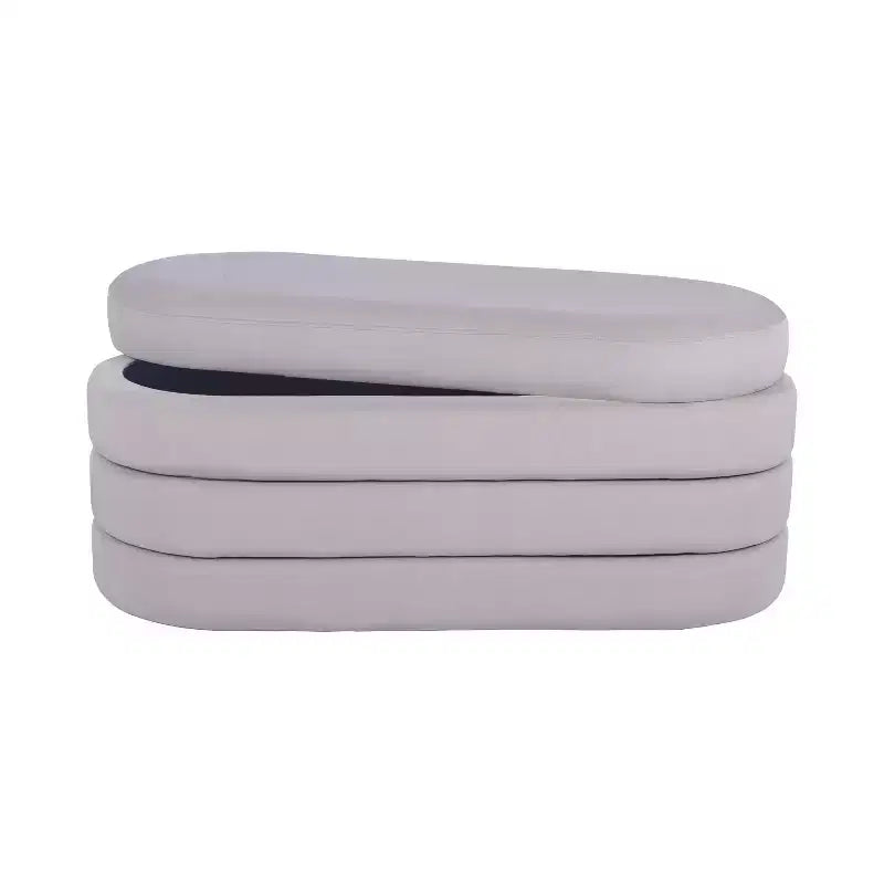 Banc de rangement moderne et élégant en tissu doux, ottoman de confort, table basse