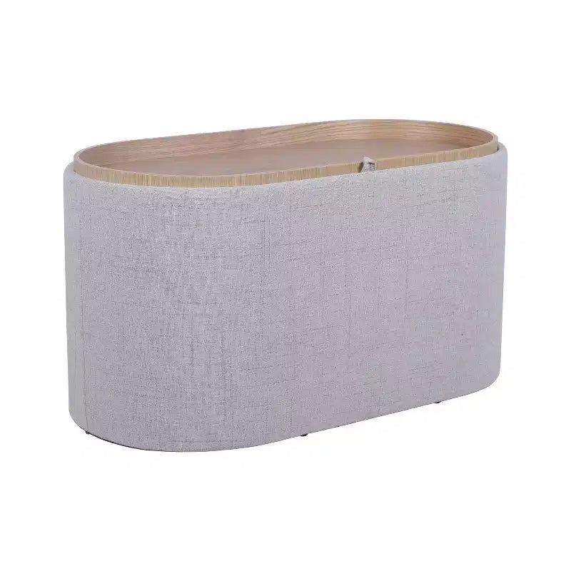 Banc de rangement moderne et élégant en tissu doux, ottoman de confort, table basse
