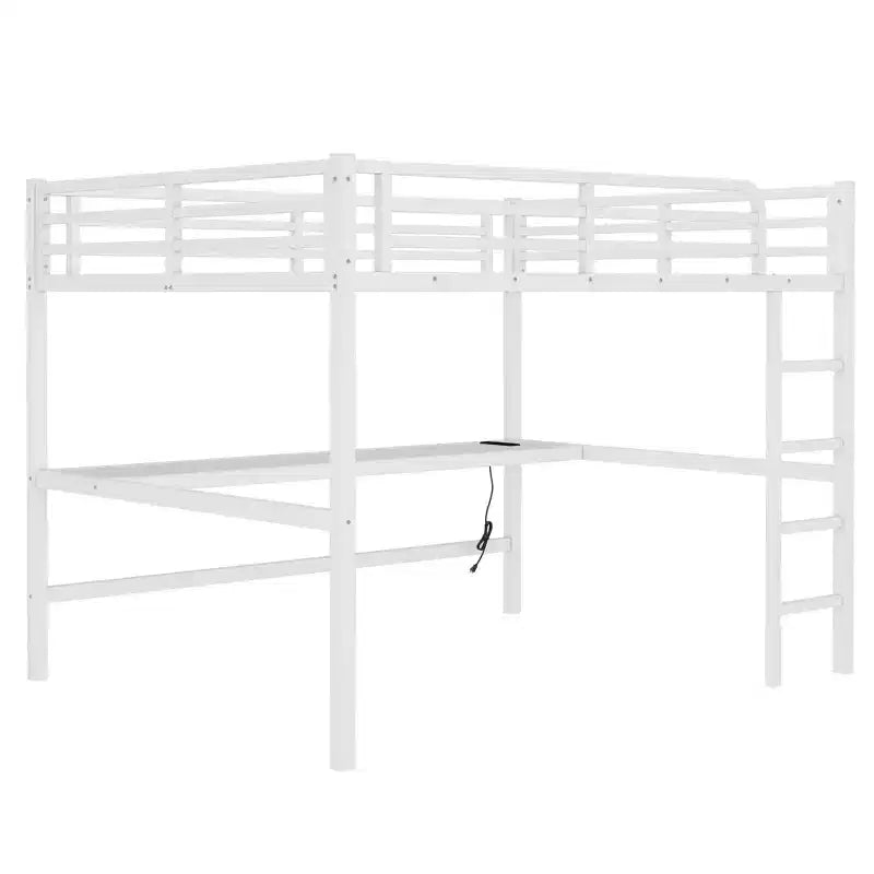 Lit mezzanine en métal avec prise de courant et espace éclairé par LED