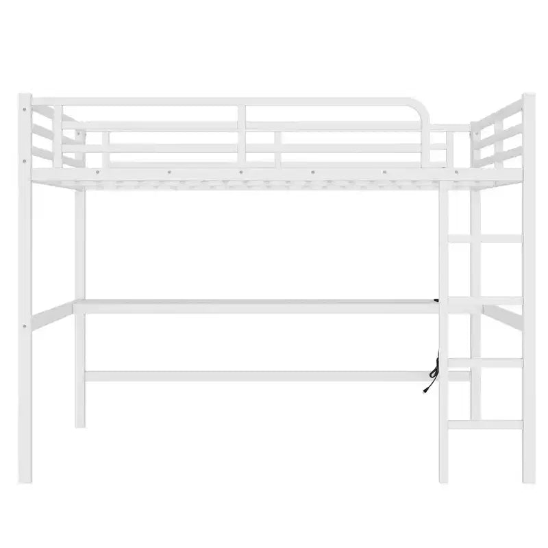 Lit mezzanine en métal avec prise de courant et espace éclairé par LED
