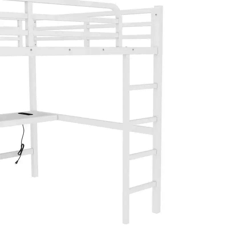 Lit mezzanine en métal avec prise de courant et espace éclairé par LED