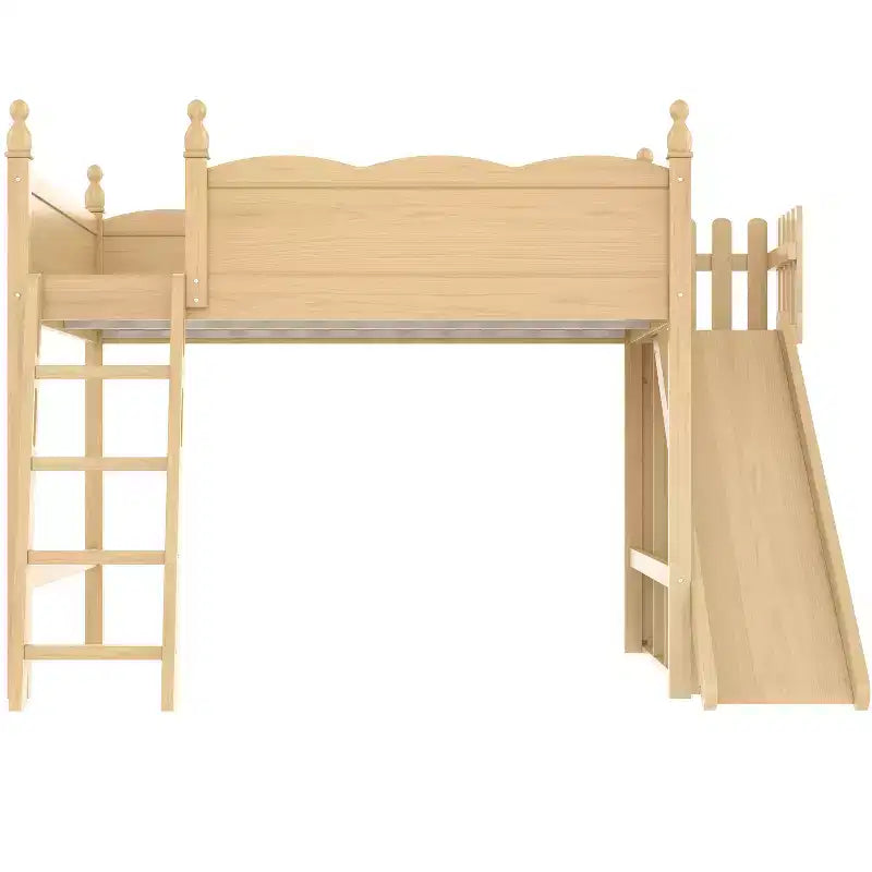Lit mezzanine avec étagères de rangement et armoire, cadre de lit mezzanine en bois massif