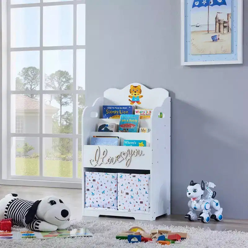 Kids Funnel Bibliothèque pour enfants avec rangement de jouets