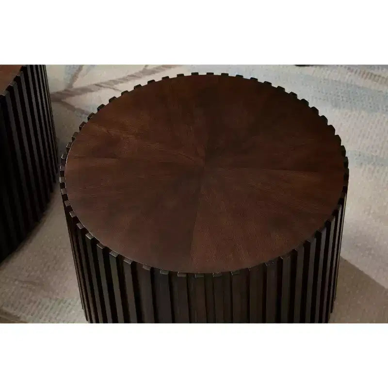Tables basses gigognes Table basse ronde tambour fabriquée à la main