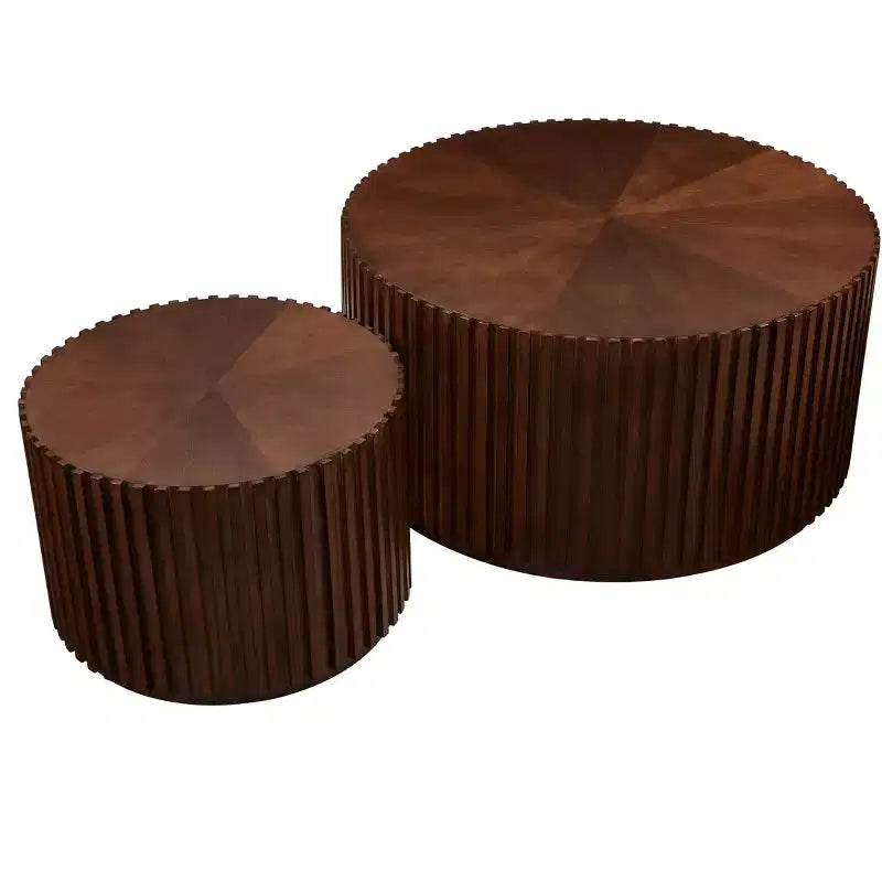 Tables basses gigognes Table basse ronde tambour fabriquée à la main