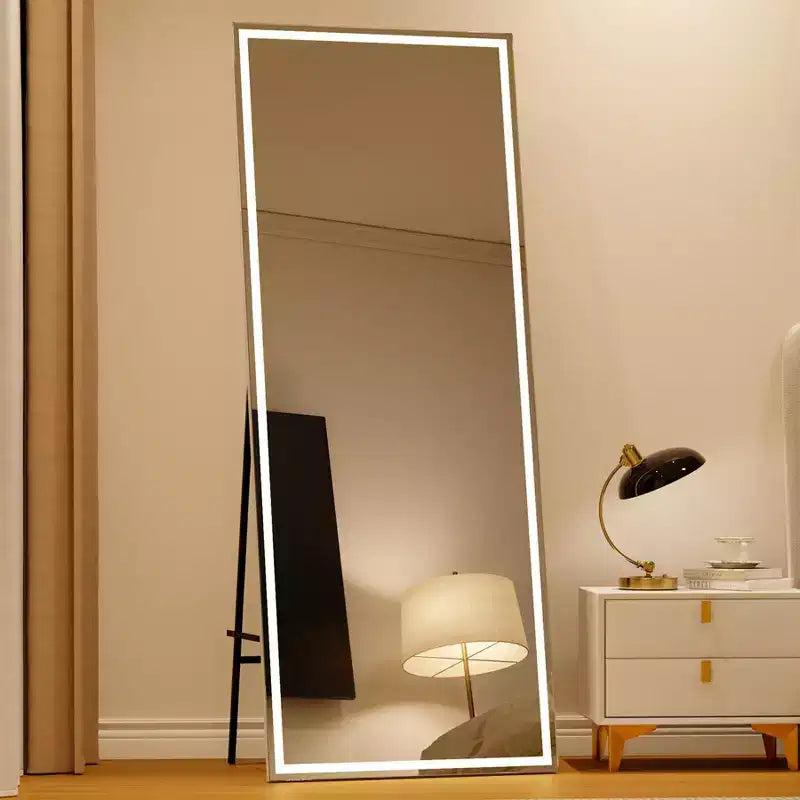 COZONY 70x28 LED Full Length Mirror Dimmable 3-Color Light Wall Mounted/Freestanding Full Body Floor Mirror Metal Frame