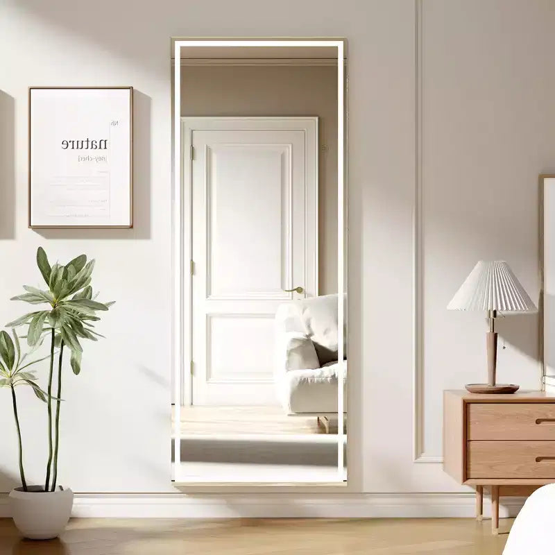 Miroir pleine longueur LED tricolore mural/sur pied