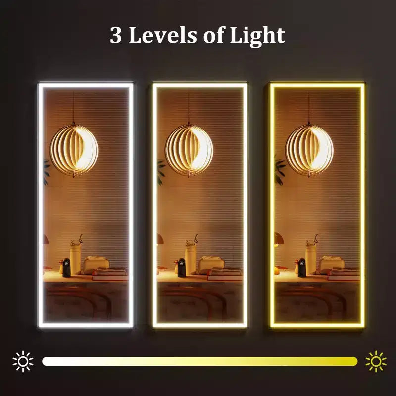 Miroir pleine longueur LED tricolore mural/sur pied
