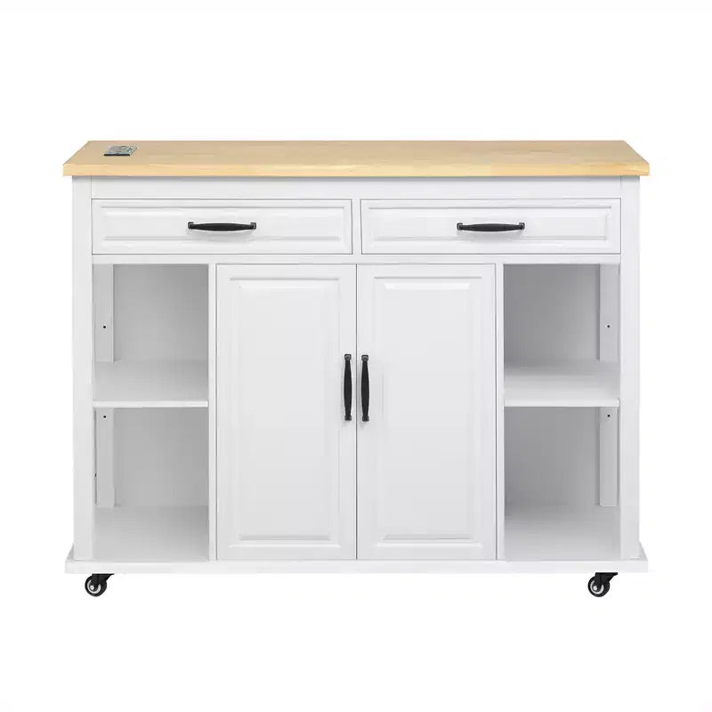 îlot de cuisine mobile avec roulettes, table à manger extensible