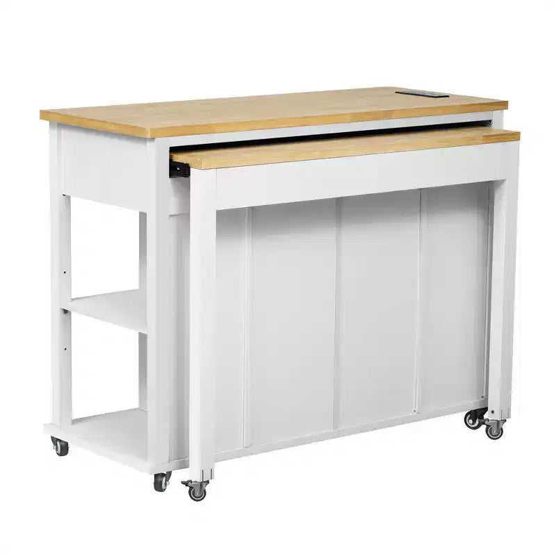 îlot de cuisine mobile avec roulettes, table à manger extensible