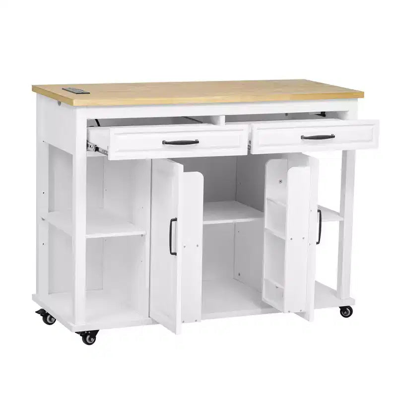 îlot de cuisine mobile avec roulettes, table à manger extensible
