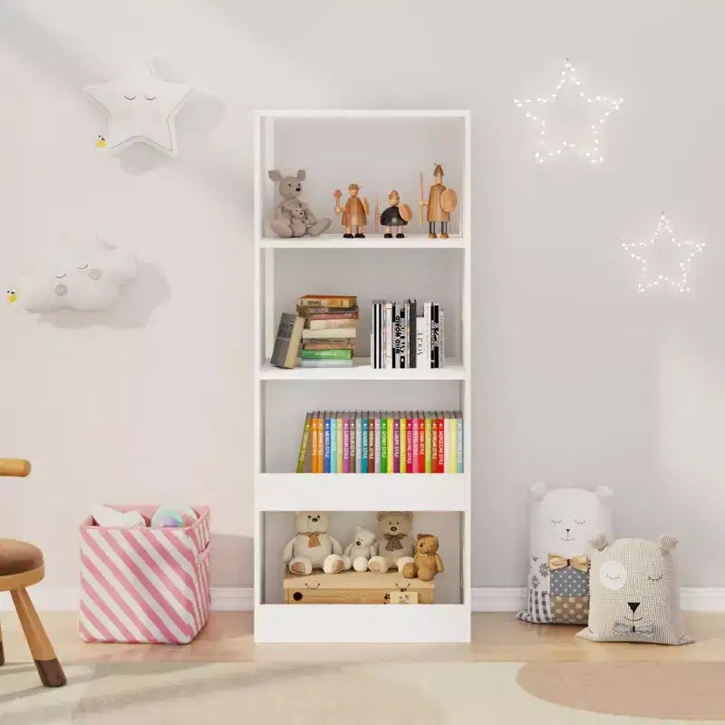 Kids Bookshelf 4-Tier Bookcase Book Organizer toy Storage Cabinet Organizer White