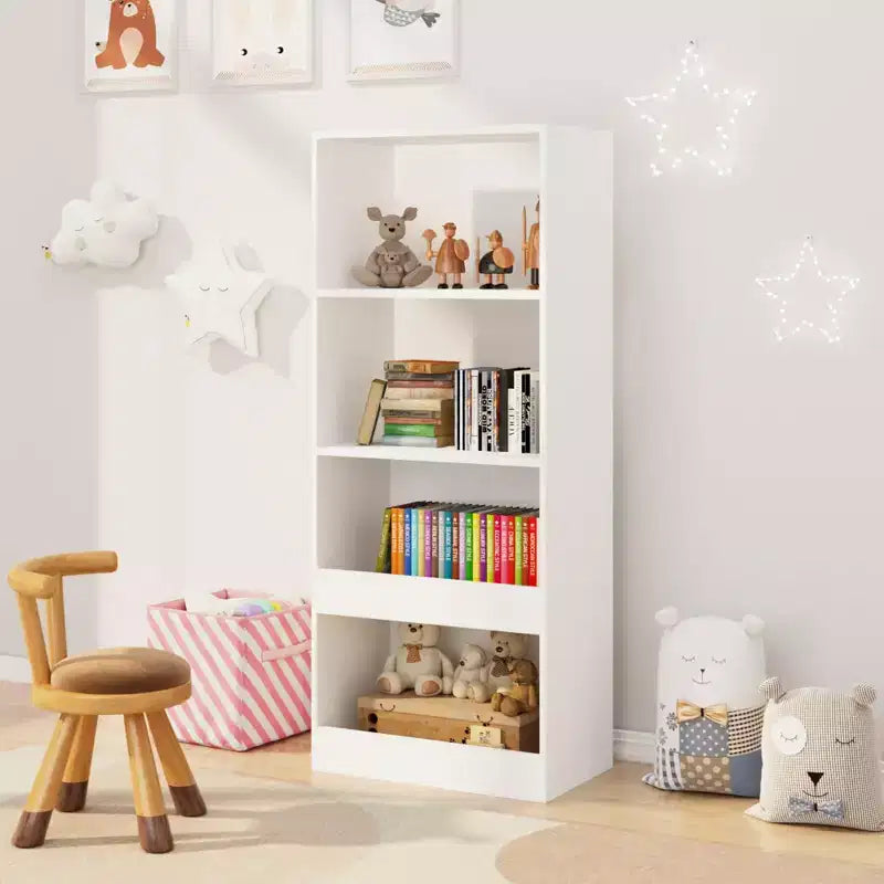 Étagère à Livres pour Enfants, Bibliothèque à 4 Niveaux, Organisateur de Livres, Meuble de Rangement pour Jouets
