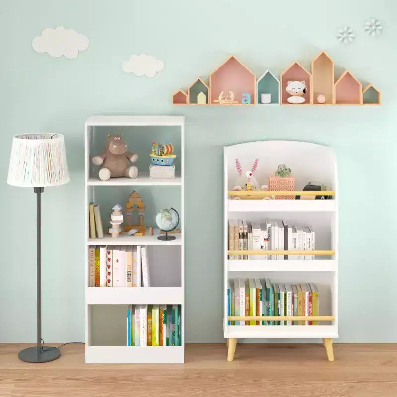 Étagère à Livres pour Enfants, Bibliothèque à 4 Niveaux, Organisateur de Livres, Meuble de Rangement pour Jouets