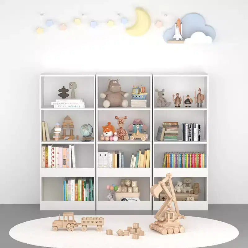Étagère à Livres pour Enfants, Bibliothèque à 4 Niveaux, Organisateur de Livres, Meuble de Rangement pour Jouets