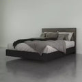 Lit avec tête de lit gris écorce/noir Lit plateforme moderne