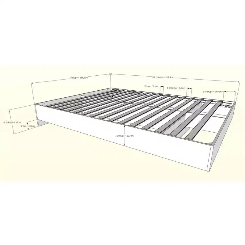 Lit avec tête de lit gris écorce/noir Lit plateforme moderne