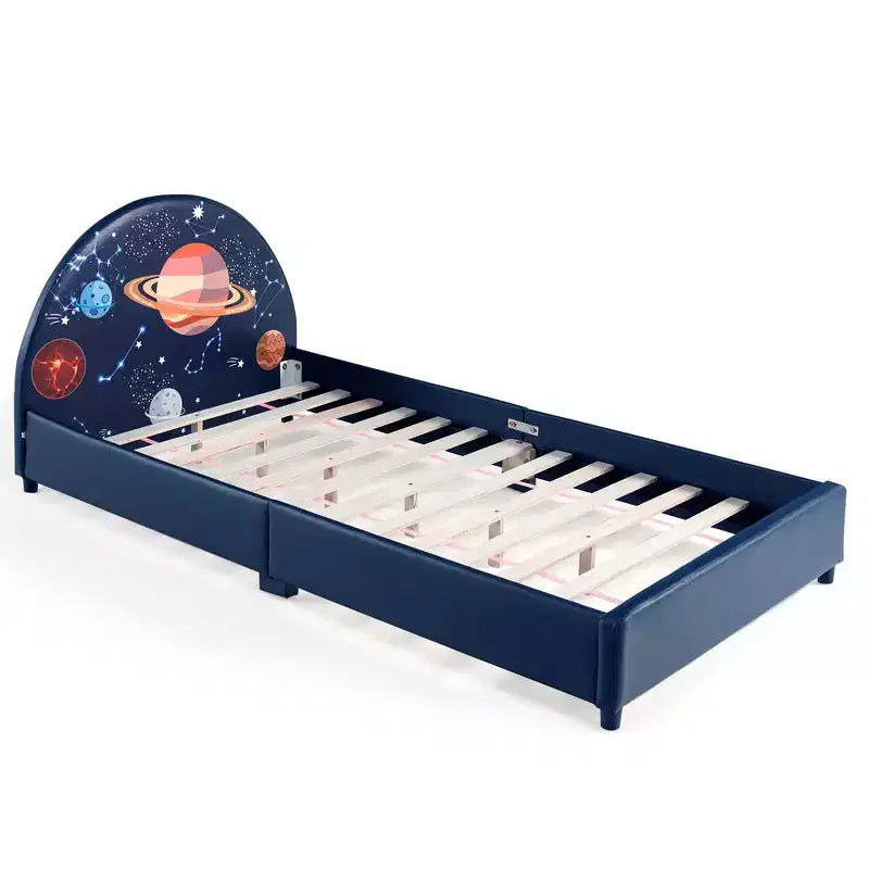 Lit plateforme rembourré pour enfants, lit simple en bois pour enfant