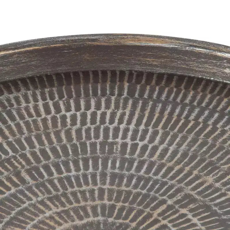 Table basse ronde en métal, argent foncé