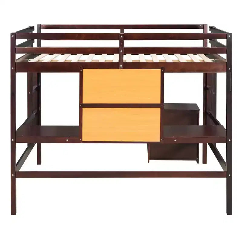 Lit mezzanine en bois avec bureau, planche à écrire et commode à 2 tiroirs