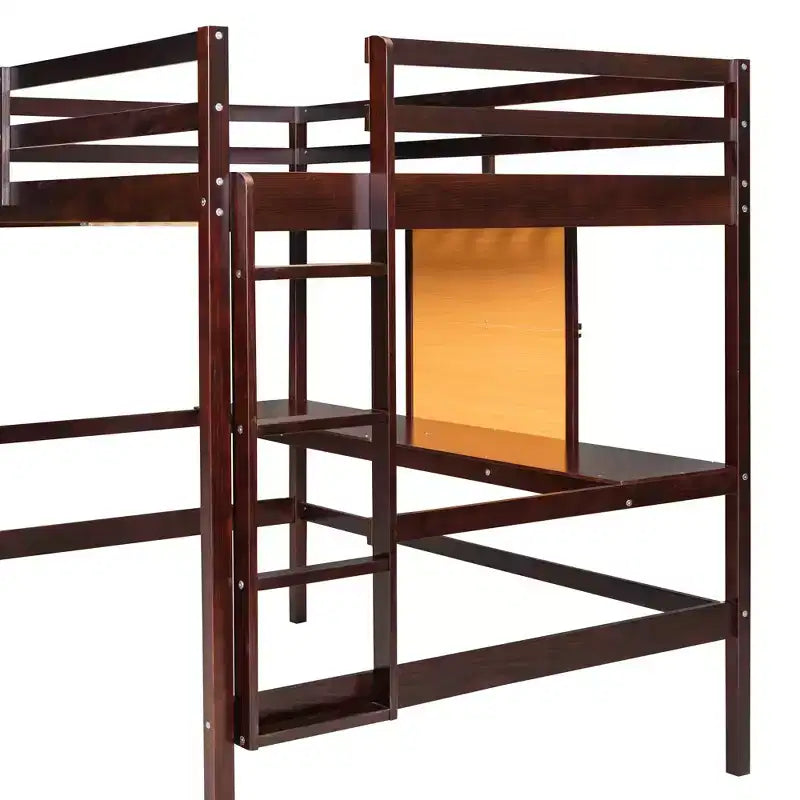 Lit mezzanine en bois avec bureau, planche à écrire et commode à 2 tiroirs